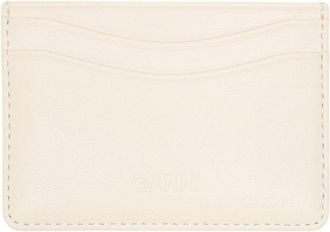 Ganni Womens Bou Card Case Cream Calfskin Cases