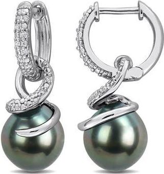 Delmar 8-8.5mm Cultured Tahitian Pearl & Diamond Drop Earrings in Black at Nordstrom Rack