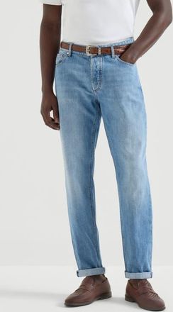 Brunello Cucinelli Lightweight denim trousers in Light Denim at Nordstrom, Size 46 It