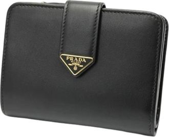 Prada Pre-owned Vintage Portemonnee (bi-fold) - Dames - Vintage Accessoires - Zwart - ONE Size - Leer - Vintage