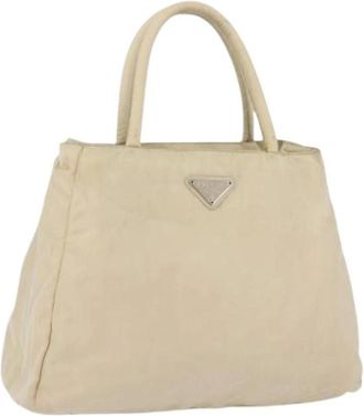 Prada Pre-owned Tote Bags, female, Beige, Size: ONE SIZE Pre-owned Nylon Tote Bag