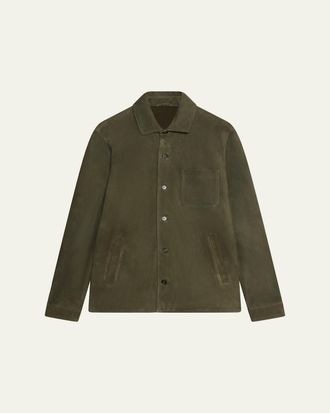 Maurizio Baldassari Mens Lined Leather Overshirt