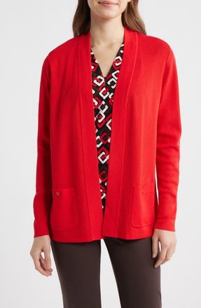 Anne Klein Malibu Open Front Cardigan in Begonia Red at Nordstrom, Size X-Small P