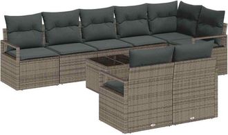 vidaXL Vidaxl - Conjunto De Sof&aacute; De Jard&iacute;n Con Coj&iacute;n 9 Pcs Gris Claro