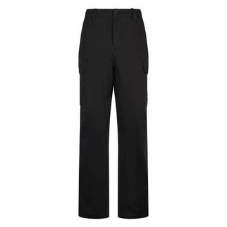 C.P. Company Straight Trousers, male, Black, Size: XL Cotton Gabardine Loose Cargo Pants