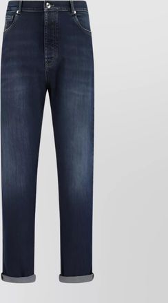 Brunello Cucinelli straight five-pocket cotton jeans with rolled cuffs