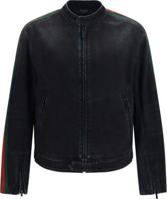 Gucci Jassen, Heren, Zwart, L, Katoen, Katoenen Denim Bikerjack
