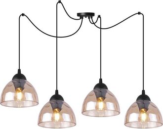 OEM L&aacute;mpara Colgante Ara&ntilde;a Venecia 4 Pantallas Planas Miel E27