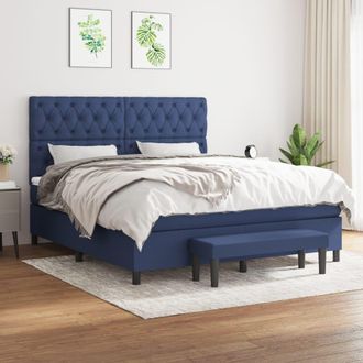 vidaXL Vidaxl - Cama Box Spring Con Colch&oacute;n Tela Azul 160x200 Cm