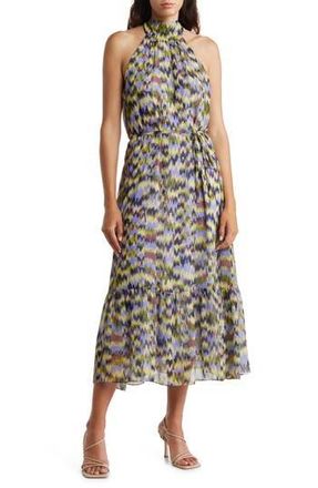 Julia Jordan Mock Neck Tiered Midi Dress in Multi at Nordstrom Rack, Size 10