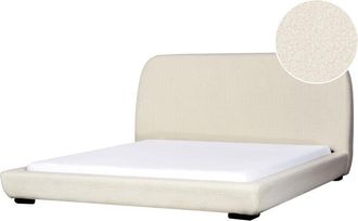 Beliani Cama De Agua Con Somier Cl&aacute;sica Con Cabecero Tapizado De Boucl&eacute; Beige Claro 180 X 200 Cm Roisel