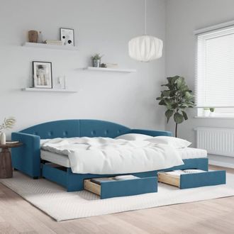 vidaXL Vidaxl - Sof&aacute; Cama Nido Con Cajones Terciopelo Azul 100x200 Cm