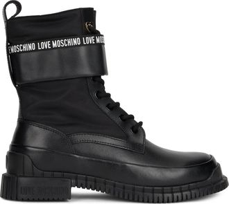 Love Moschino Botas con cordones de cuero y malla - Shoes - Mujer - Negro - 41 EU