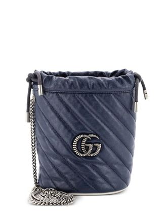 Gucci GG Marmont Diagonal Quilted Leather Mini bucket bag - Blue