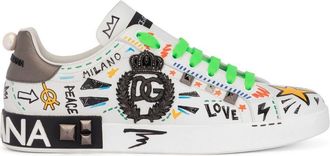 Dolce & Gabbana Portofino studded leather sneakers - men - Calf Leather/Goat Skin/Lambskin/Rubber/Rubber/Polyester - 43.5 - White
