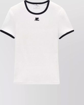 Courr&egrave;ges BUMPY round neck contrast cotton t-shirt