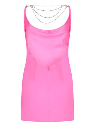 Retrofête chain-embellished dress - women - Polyester/Acetate - S - Pink