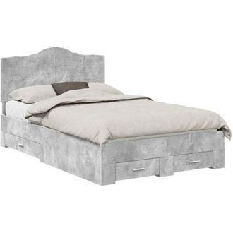 vidaXL Bed Frame Concrete Grey 120 x 190 cm Engineered Wood vidaXL