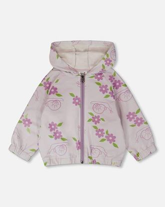 Deux par Deux French Terry Snails Print Hooded Cardigan in Lilac Snails Print at Nordstrom, Size 24M