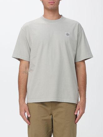 Stone Island T-shirt in cotone a girocollo logo patch