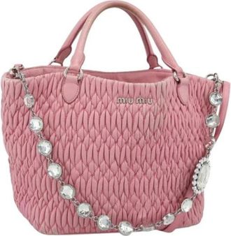 Miu Miu Pre-owned Embellished Shoulder Bag - Dames - Vintage Handtas - Roze - ONE Size - Leer - Vintage