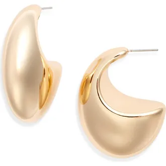 Open Edit Polished Crescent Hoop Earrings in Gold at Nordstrom Rack