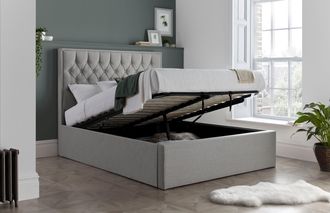 Bedmaster Wilson Fabric Ottoman Bed & Neptune Spring Mattress in Grey | Size: King