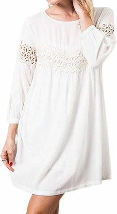 Greek Archaic Kori Peak Of Lace Baby Doll Dress In Off White