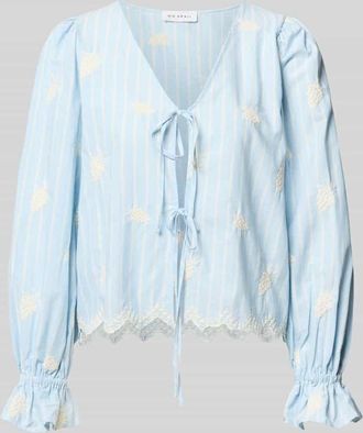 Oh April Bluse mit Schn&uuml;rung Modell Ninon in Sky, Gr&ouml;&szlig;e XL