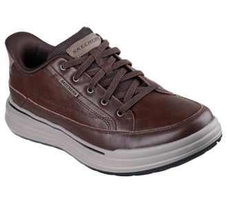Skechers Mens Sterling Hansel Sneaker, Chocolate Leather/Synthetic, 11 UK