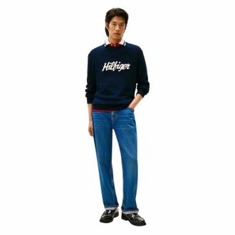 Tommy Hilfiger Heren Sweatshirt met Geborduurd Logo (Nachtelijke Marine)