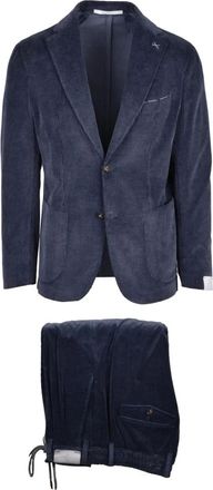 Eleventy Heren, Pakken, Blauw, Maat: 2XL Corduroy