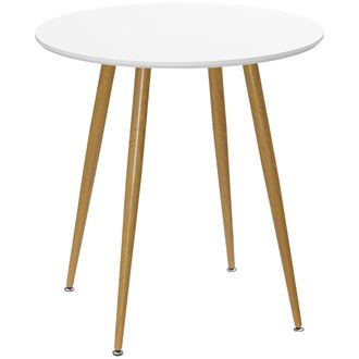 HOMCOM Homcom - Mesa De Comedor Redonda Para 2 Personas Mesa De Cocina Estilo N&oacute;rdico Con Encimera Mate Y Patas De Metal Para Sal&oacute;n Carga 80 Kg &Oslash;72x75cm Blan