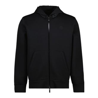 Moncler Zip-throughs, male, Black, Size: M Zip-Up Neoprene Sweatshirt
