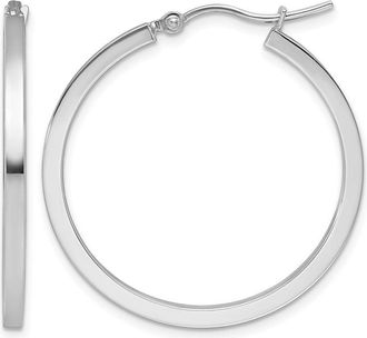 Diamond2Deal 10k Gold 2mm Square Tube Hoop Earrings