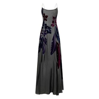 Alberta Ferretti Kleedjes, Dames, Zwart, XS, Polyester, Elegante lange jurk