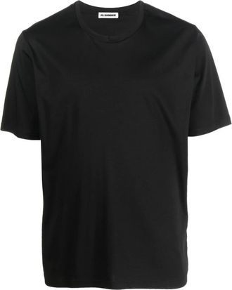 Jil Sander Cotton T-shirt met ronde hals - Heren - T-shirts - Zwart - S - Katoen - Tops