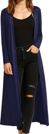 Re Tech UK Ladies Womens Maxi Plus Size Long Cardigans for Women UK Collared Top Long Full Sleeve Floaty Womens Cardigans Coatigans Sizes 8-26 (Navy Blue - XXXL)