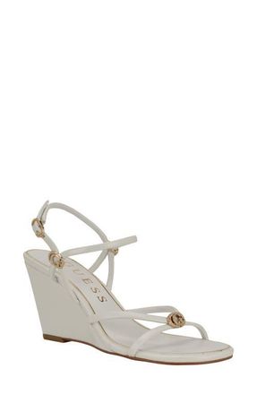 Guess Devve Slingback Wedge Sandal in White at Nordstrom, Size 8.5
