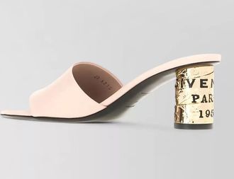 Givenchy mules open toe gold block embossed heel