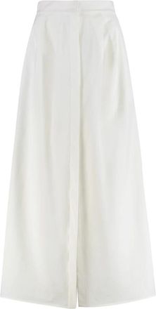 Max Mara Wijde broek - Dames - Wijde Broeken - Wit - S - Katoen - Broeken