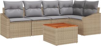 vidaXL Vidaxl - Garden Sofa Set with Cushion 6 pcs Beige Poly rattan