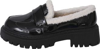 Generic Winter British Style Women Autumn Winter Velvet Loafers Slip On Casual Footwear with Thick Platform Sole for Everyday Comfort (Black, 4. 5)