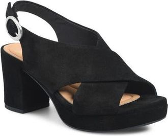 S&ouml;fft Lyric Slingback Platform Sandal in Black at Nordstrom, Size 7.5