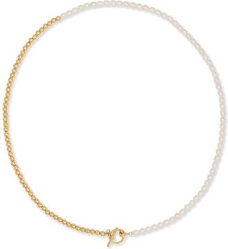 Kate Spade New York freshwater pearl toggle necklace in Cream/Gold. at Nordstrom