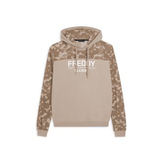 Freddy Felpa cappuccio con inserti camouflage e grafica centrale