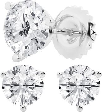 Grown Brilliance 6 Carat Round Cut Lab Grown Diamond Stud Earrings in 14K White Gold, G-H Color, VS Clarity, Gift Box Included
