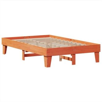 vidaXL Vidaxl - Cama Sin Colch&oacute;n Madera Maciza De Pino Marr&oacute;n Cera 120x200 Cm