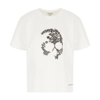 Alexander McQueen Alexander McQueen, T-Shirts, female, White, Size: XS Lace Skull T-shirt