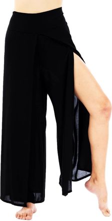 Lofbaz Slit Leg Palazzo Yoga Pants for Women Girls Maternity Summer Beach Pajama High Waisted Boho Harem Pants Womens Clothing Solid Black S